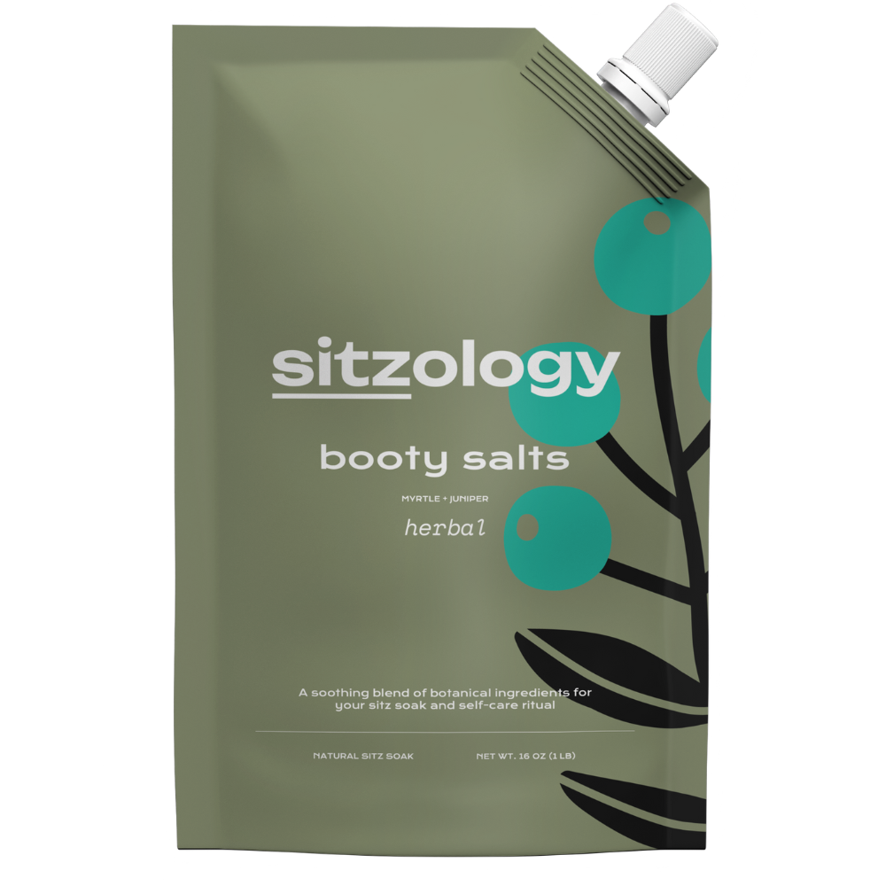 Sitzology herbal booty salts packaging on a transparent background