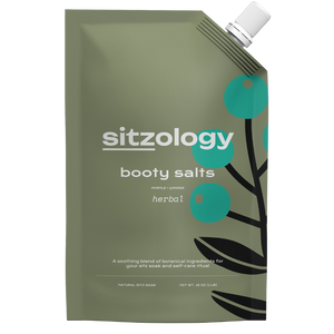 Sitzology herbal booty salts packaging on a transparent background